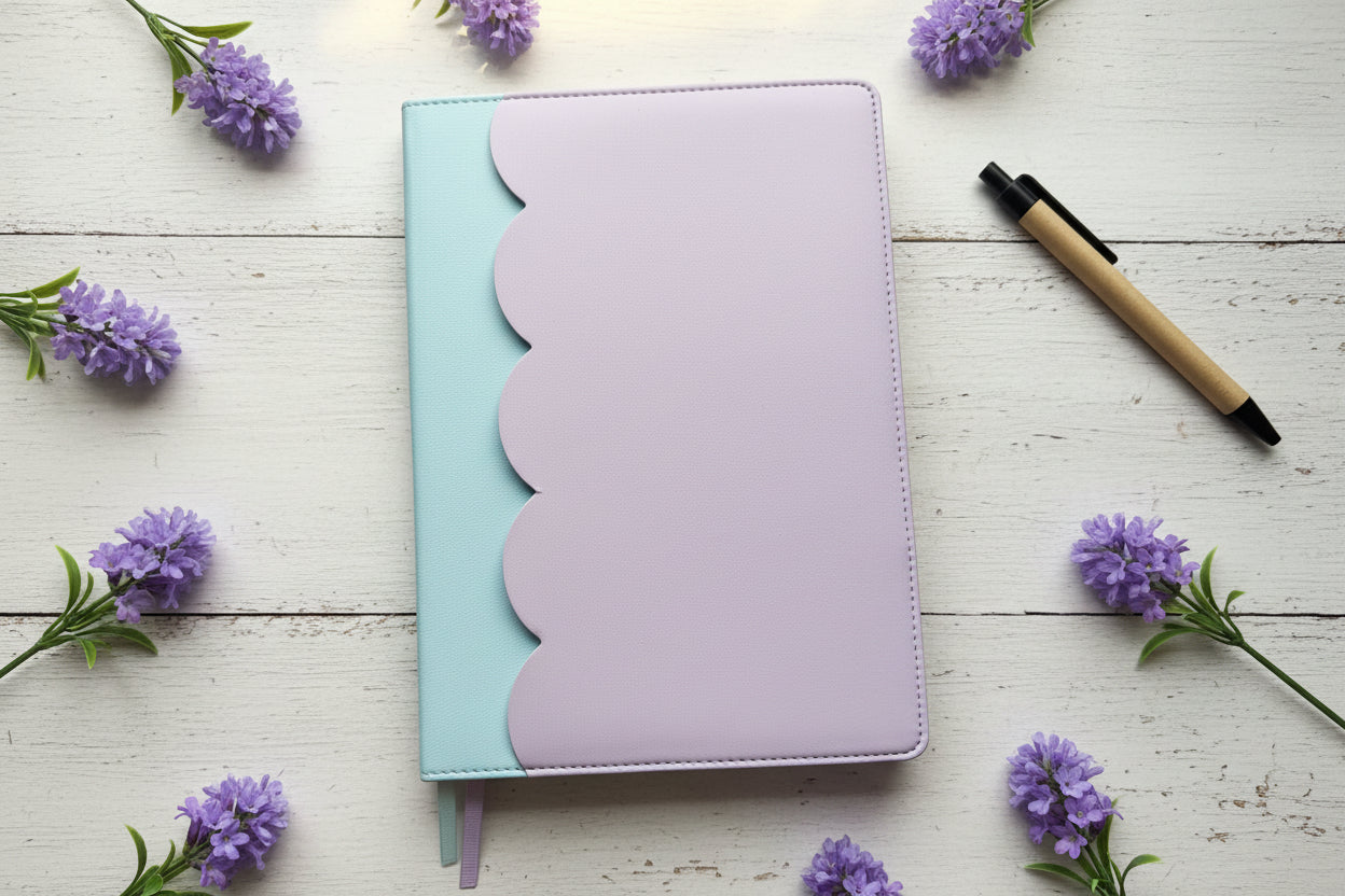 A5 Scallop Journal Mint & Lavender
