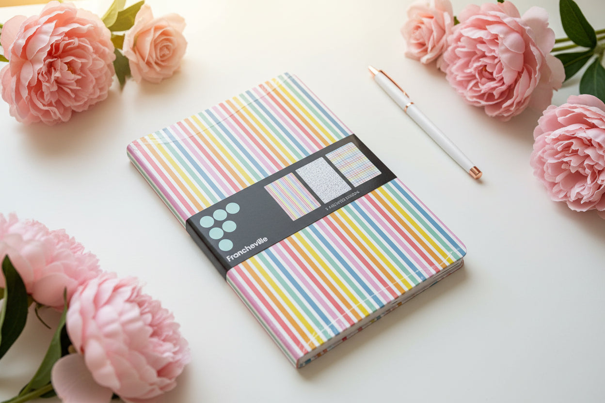 Rainbow Check A5 Notebook 3 pk