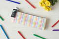 Rainbow PU Striped Pencil Case