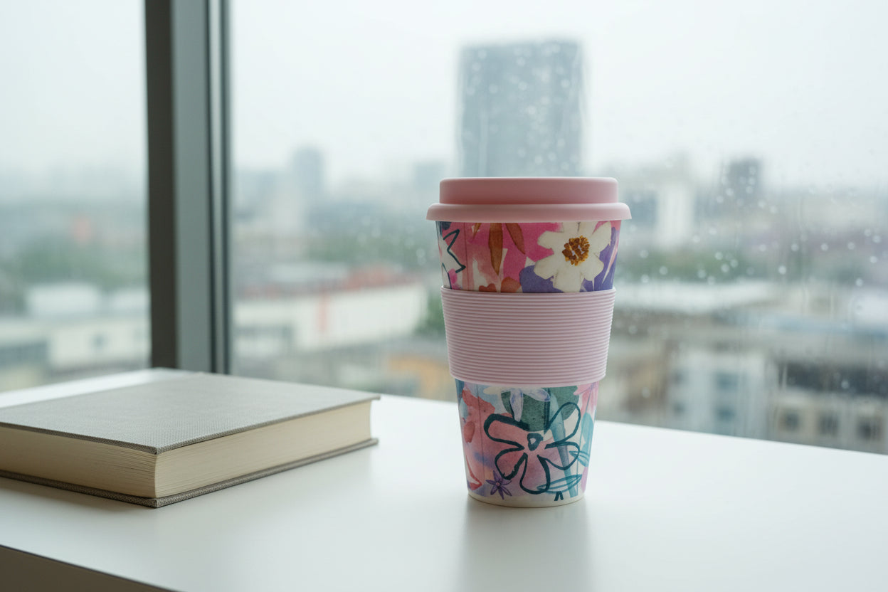 400ml Bamboo Travel Mug - Floral