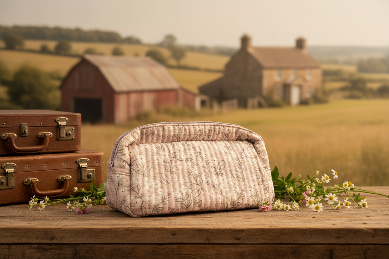 Quilted Toiletry Bag (Large) - Flower Bloom