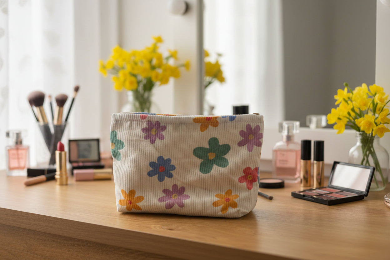 Floral Print Makeup Bag with Zip
