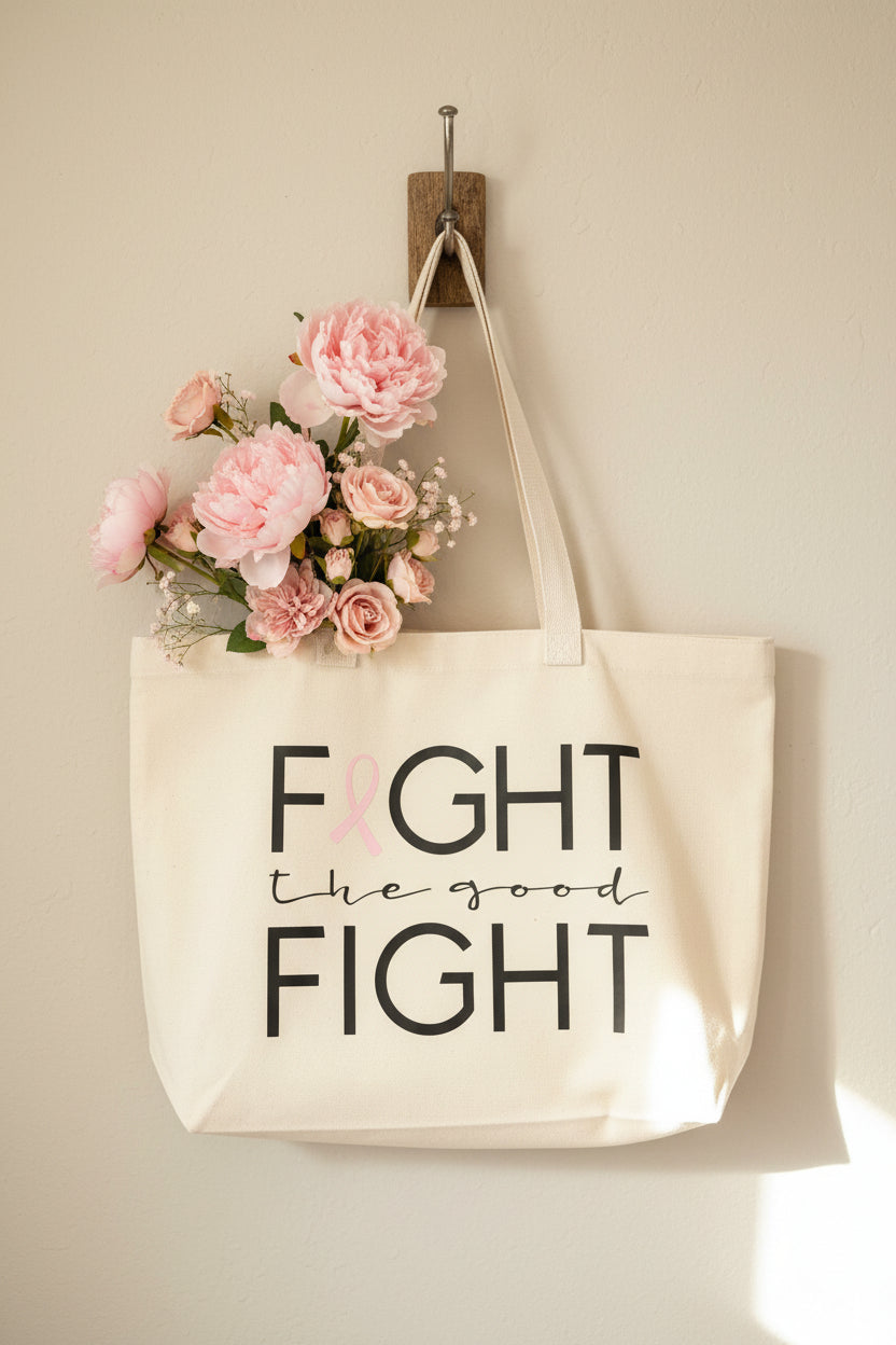 Breast Cancer Awareness Canvas Tote Bag