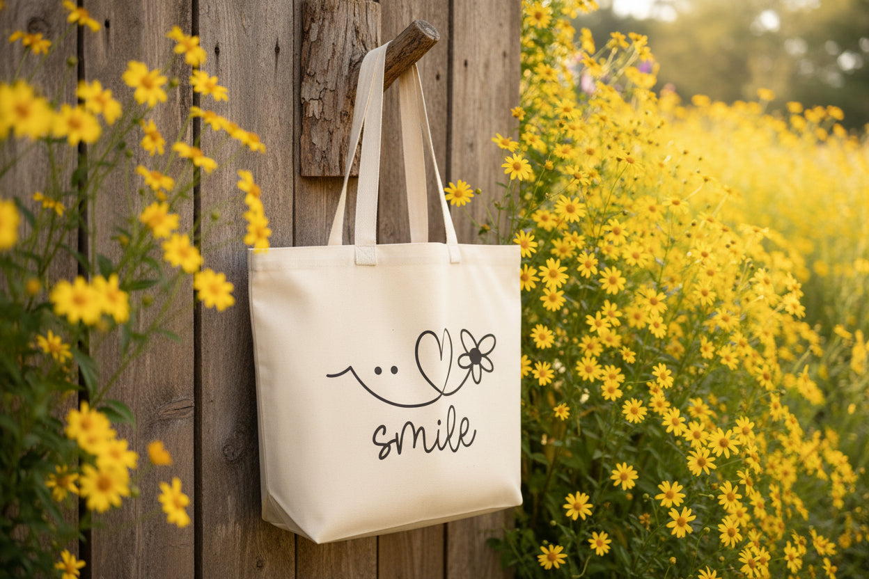 Smile Canvas Tote Bag