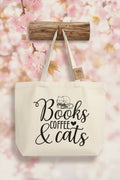 Books, Coffee & Cats Version 2 Tote Bag