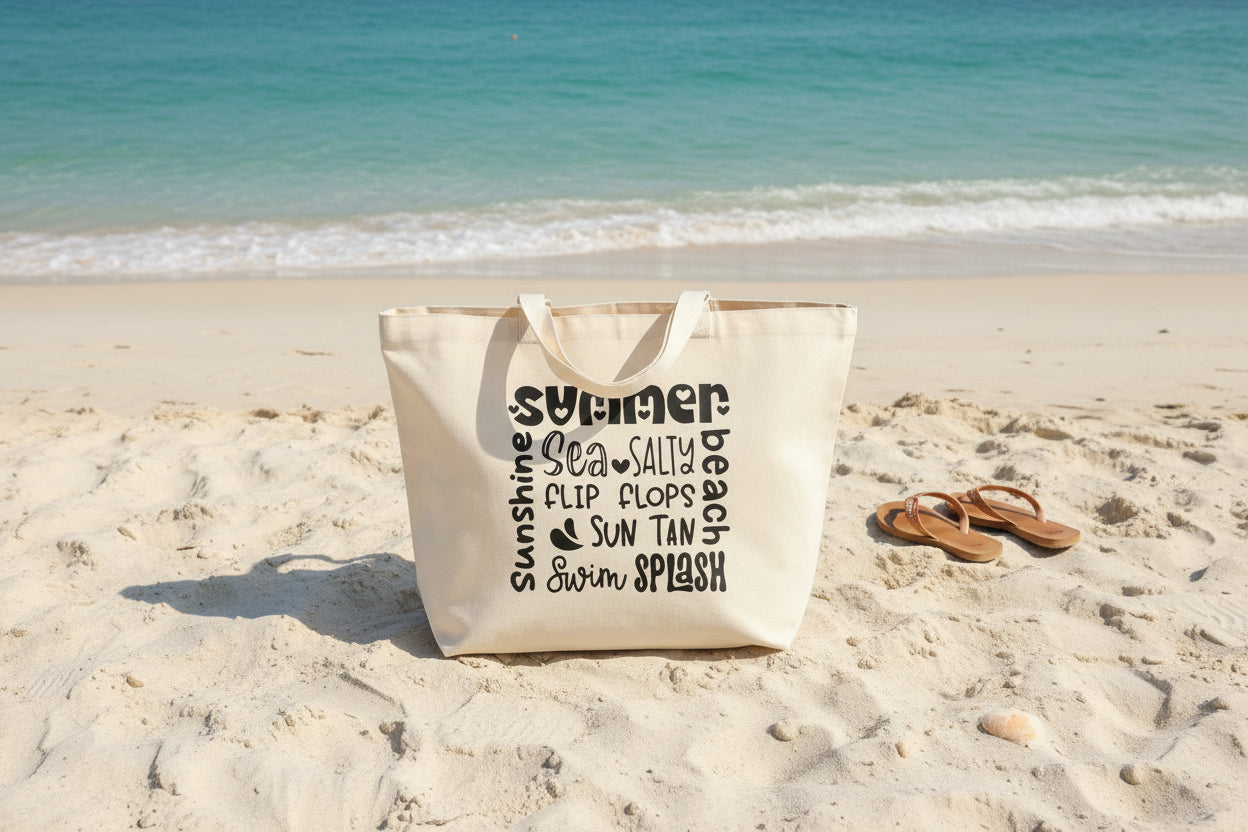 Summer Themed Beach Tote Bag