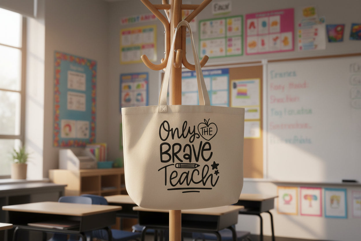 Only The Brave Teach Tote Bag