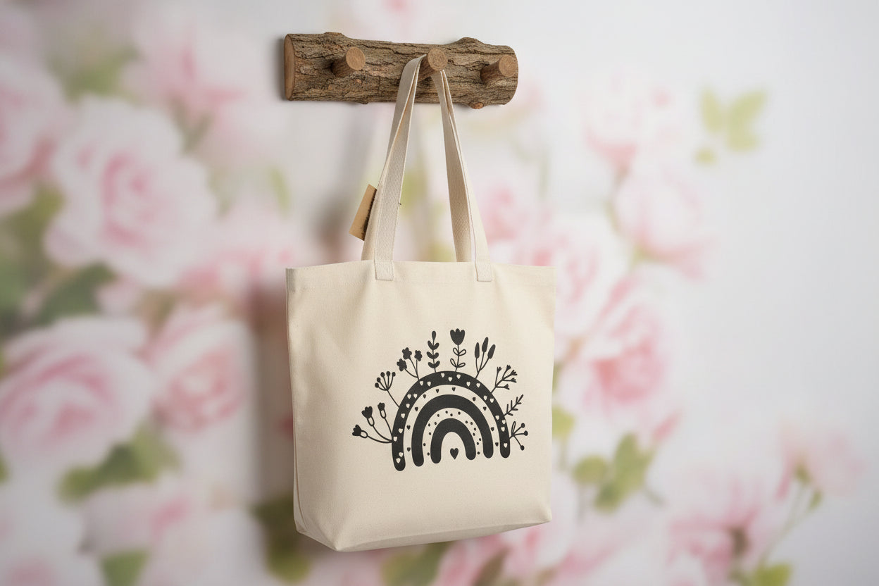 Floral Rainbow Tote Bag