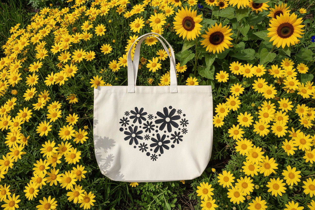 Floral Heart Tote Bag