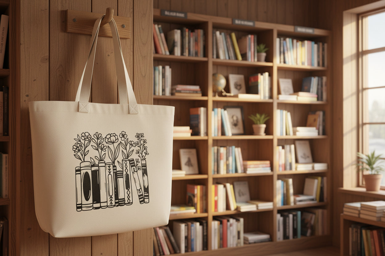 Books & Flowers Tote Bag