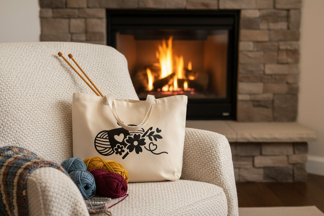 Knitting Tote Bag