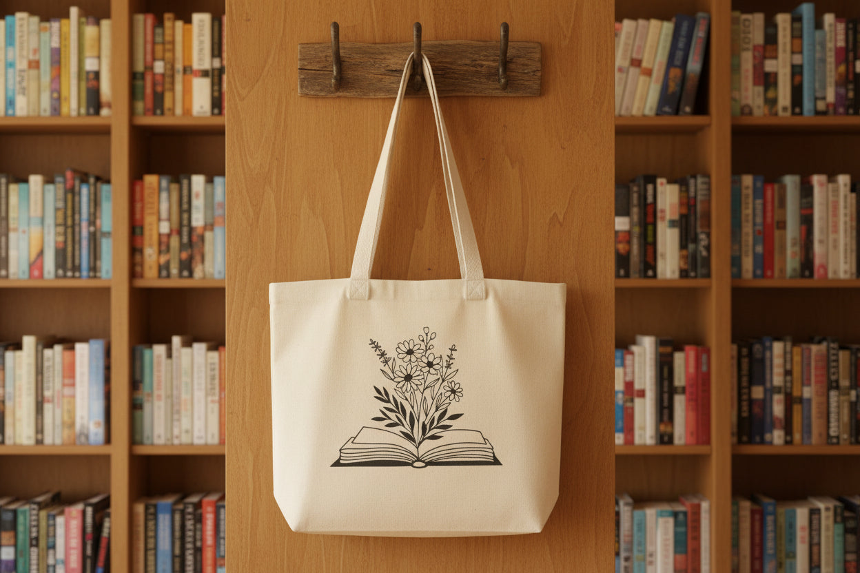 Books & Flowers 2 Tote Bags