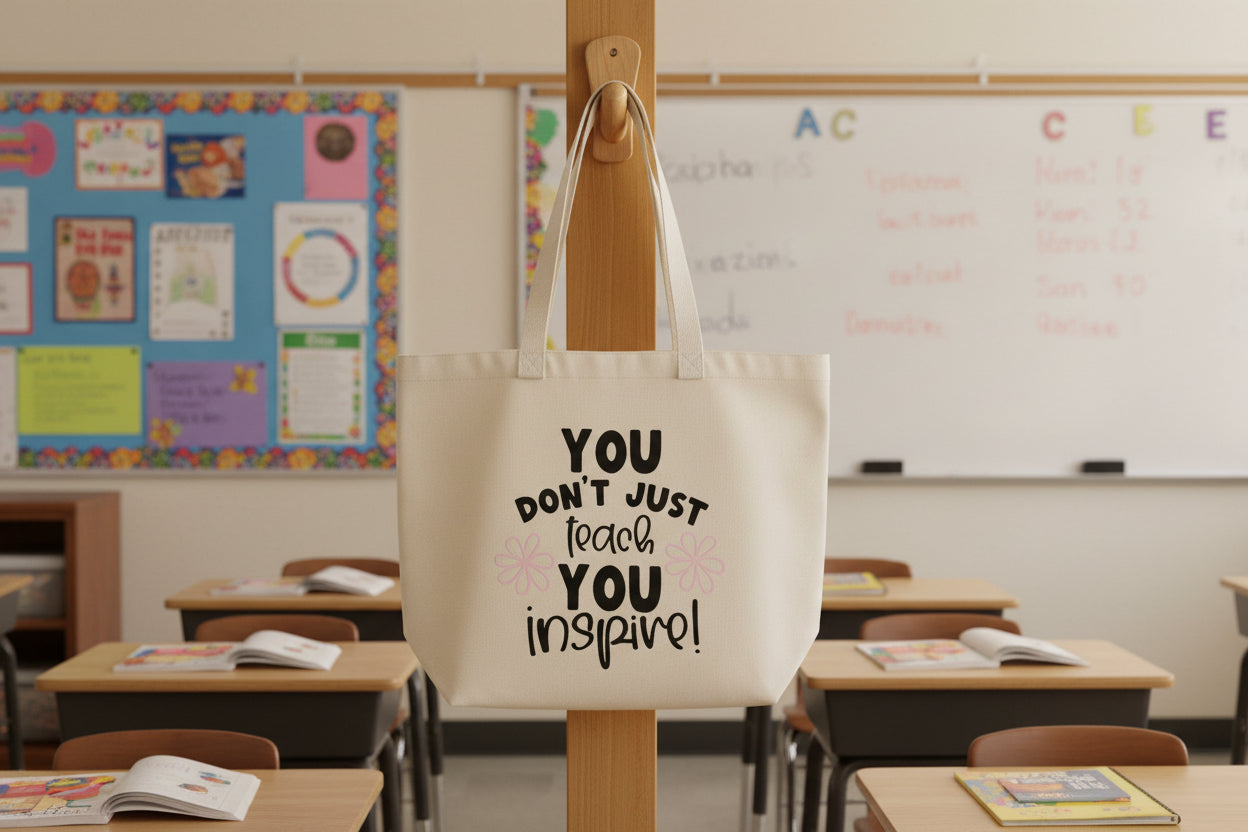 You Don't Just Teach You Inspire (Pink Flowers) Tote Bag