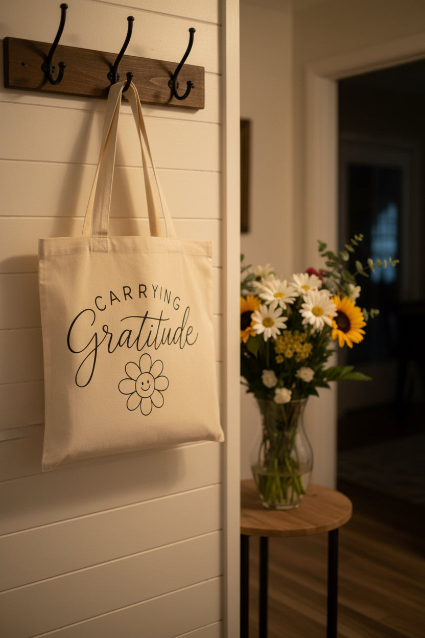 Carrying gratitude Flower Tote Bag