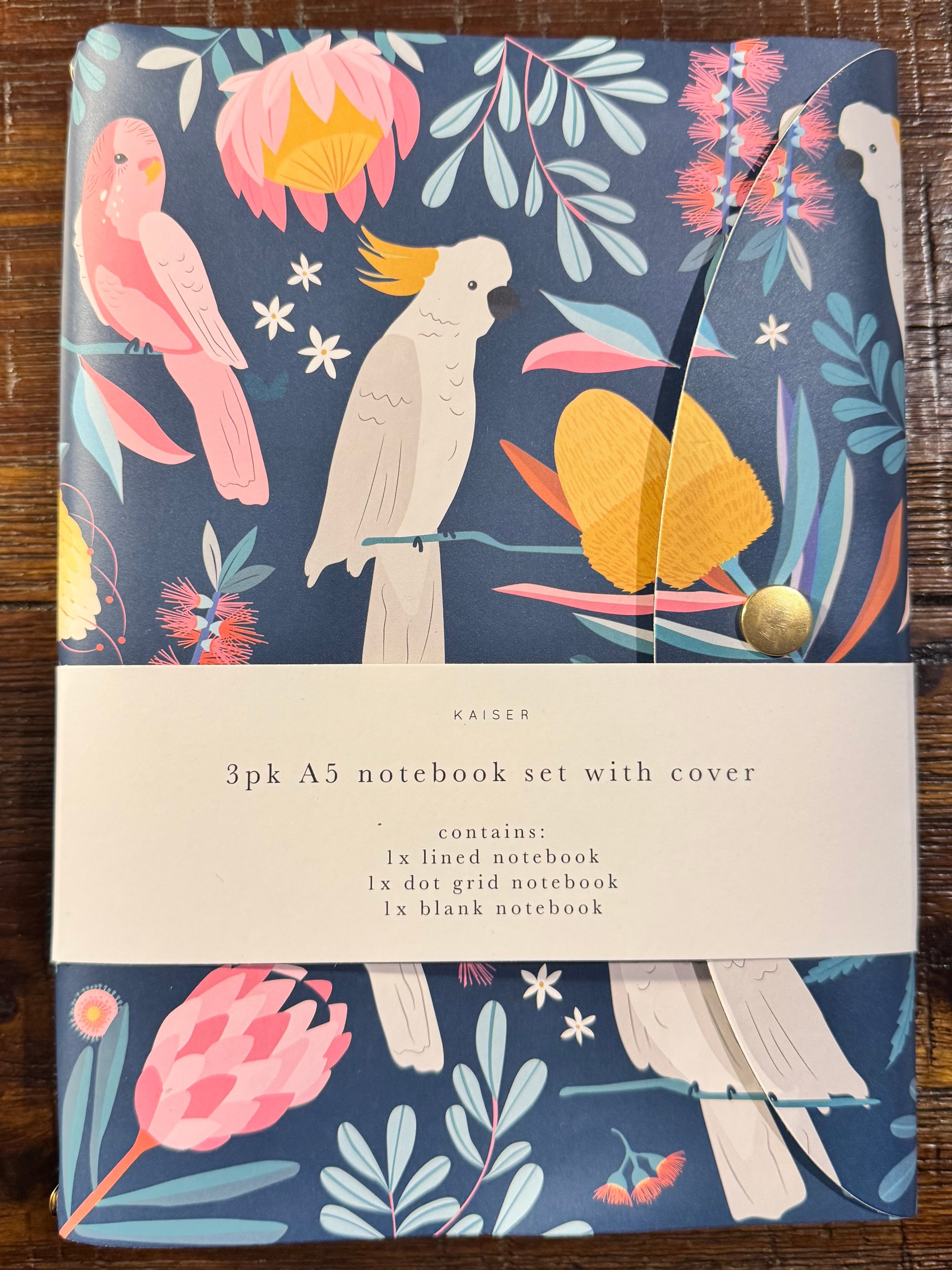 3 pk A5 Notebook set with Cover (Indigo Floral)