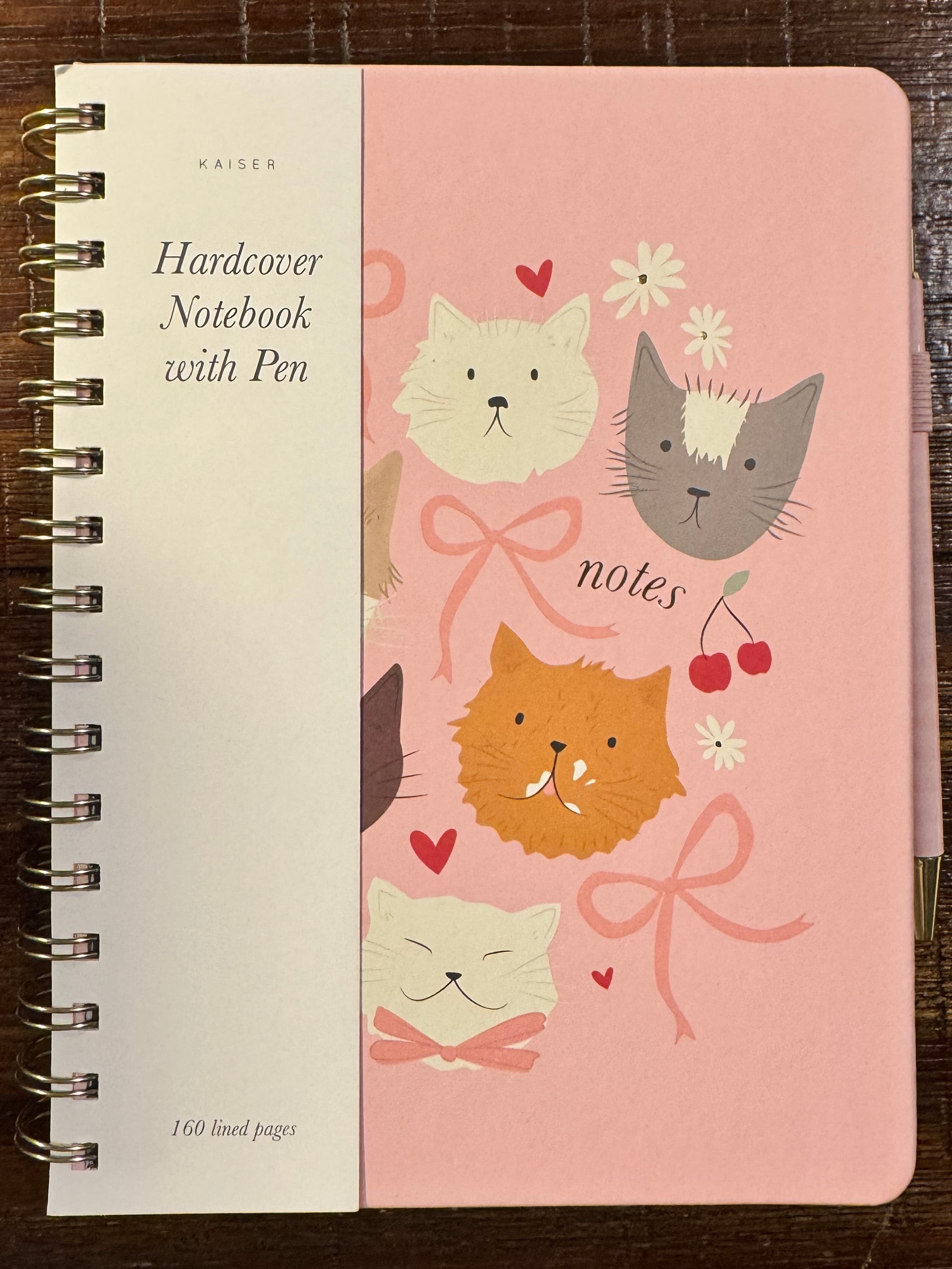 Hardcover Notebook with Pen (Pink Cats)