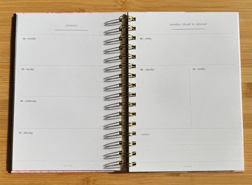 2027 A5 Embossed Floral Weekly Diary - Pale Green
