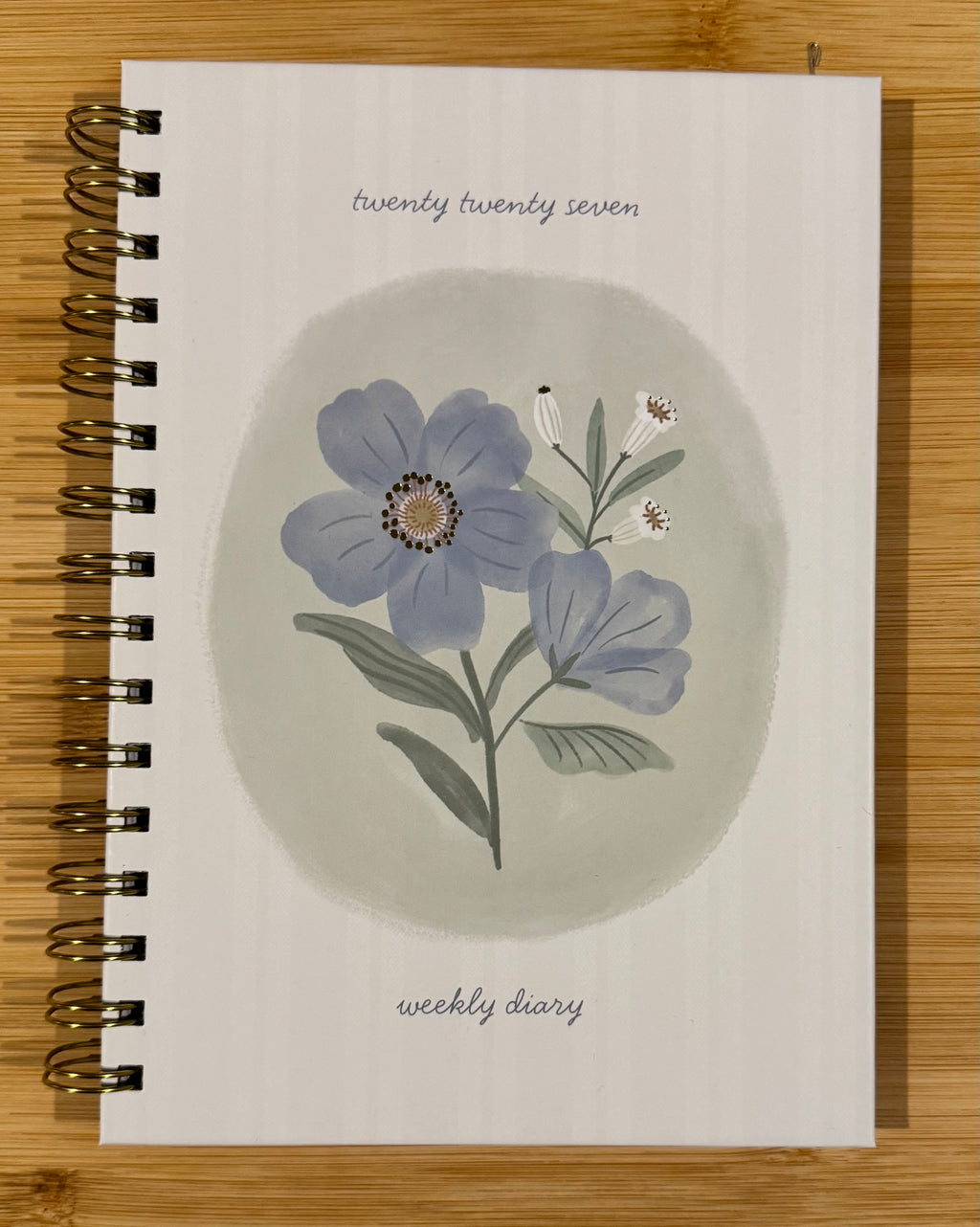 Spiral Bound Blue Floral 2027 Weekly Diary