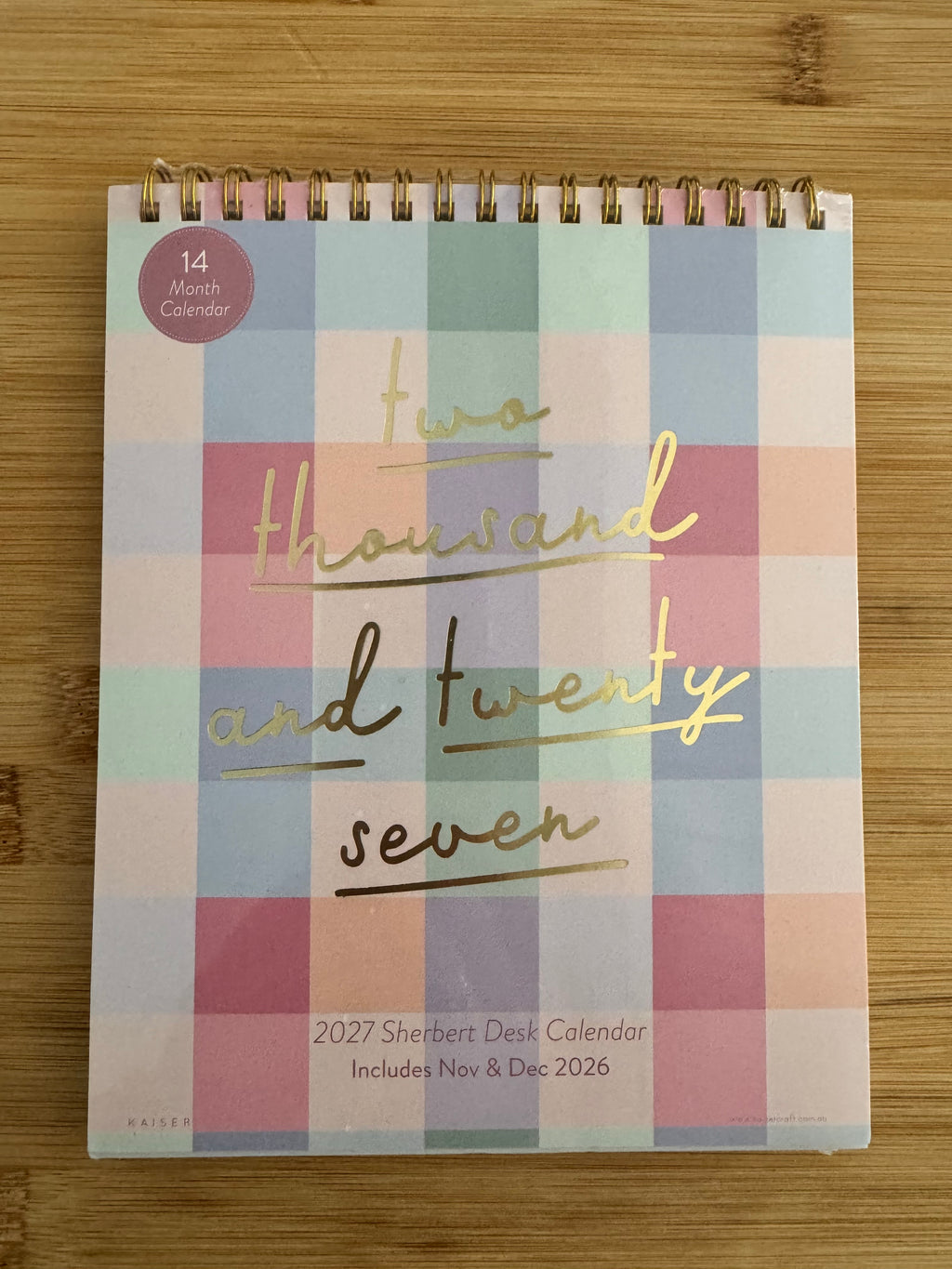 2027 Sherbert Desk Calendar (14 months)