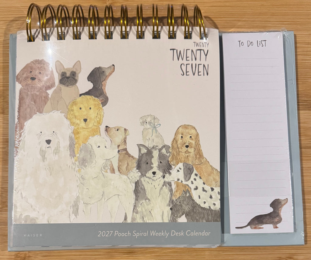 2027 Pooch Spiral Weekly Desk Calendar & To Do List