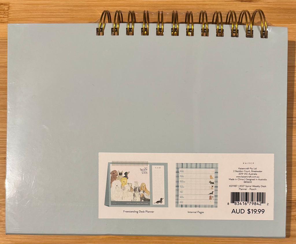 2027 Pooch Spiral Weekly Desk Calendar & To Do List