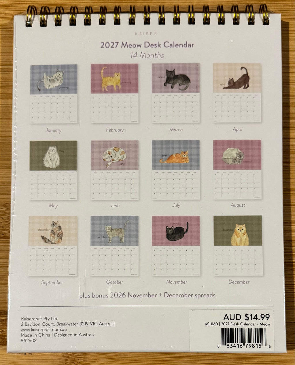 2027 Meow Desk Calendar