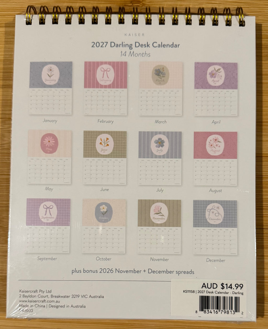 2027 Darling Desk Calendar