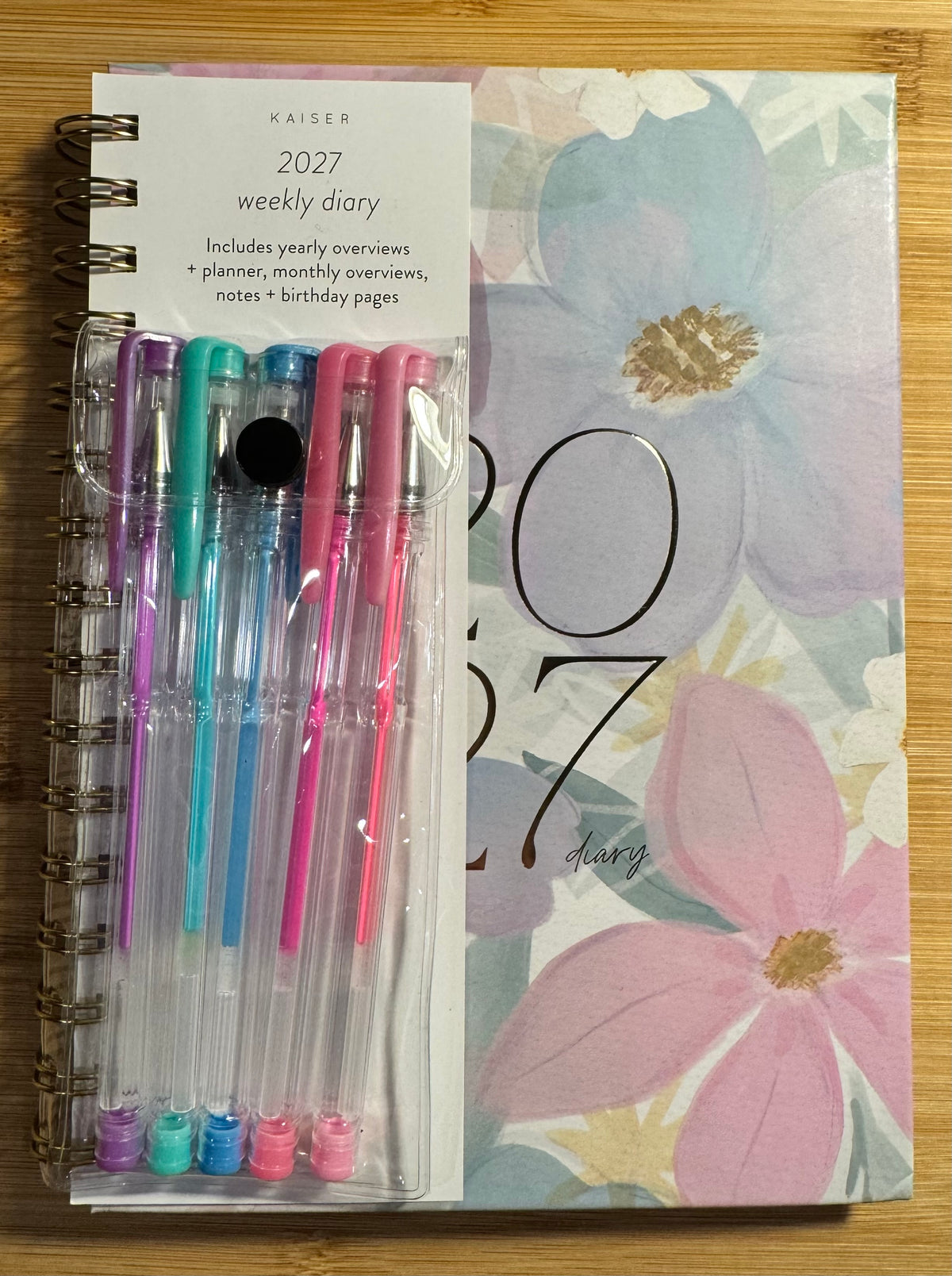 2027 A5 Weekly Floral Diary with Pens