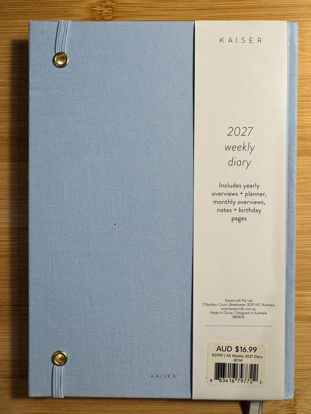 2027 A5 Weekly Diary - Bow